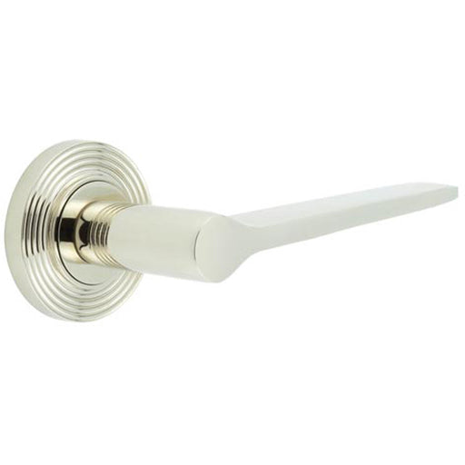 Polished Nickel Door Handle Reeded Rose Elegant Interiors Solid Brass Interior Handle