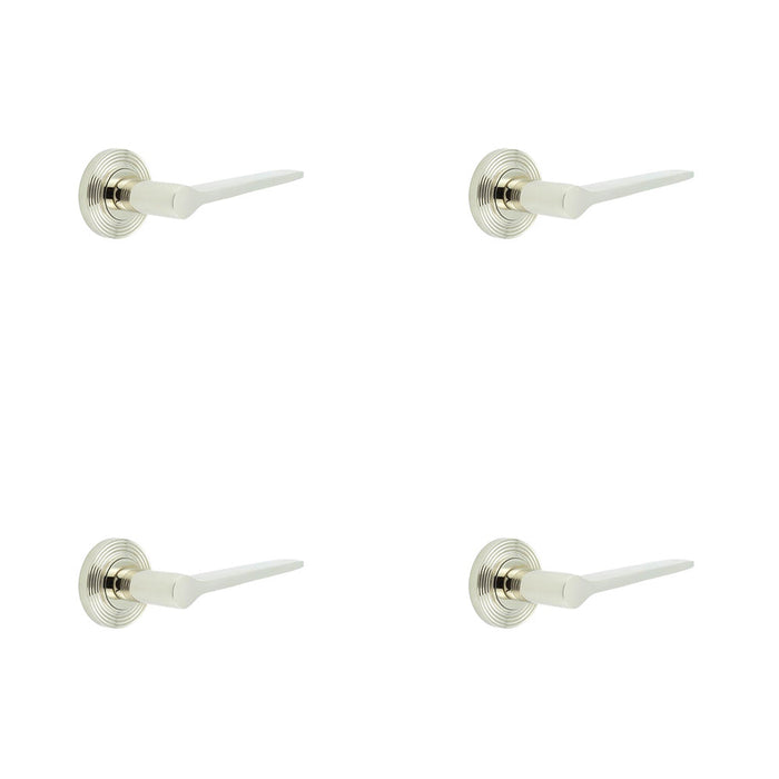 PACK Polished Nickel Door Handle Reeded Rose Elegant Interiors Solid Brass Interior Handle