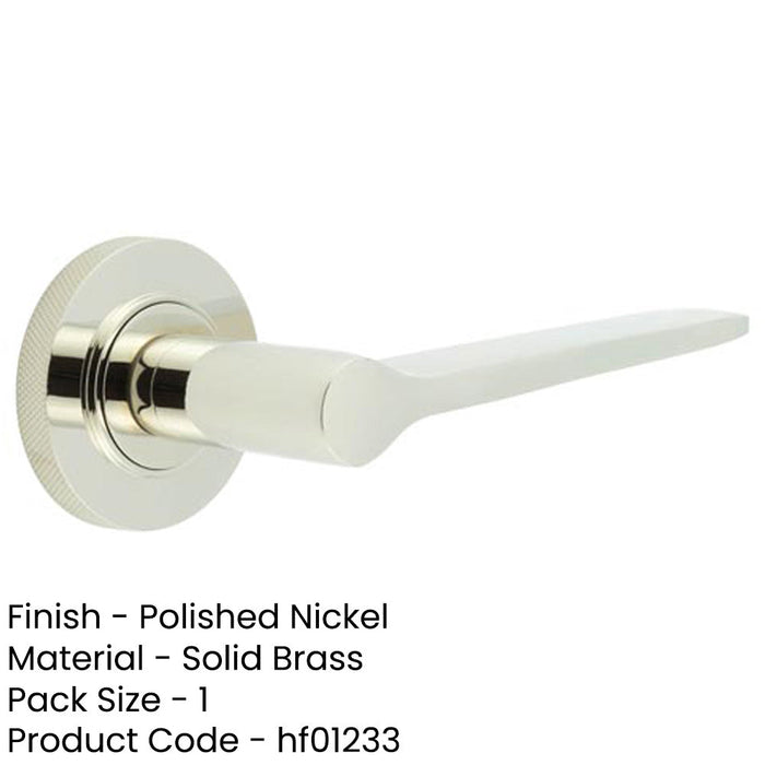Polished Nickel Door Handle with Knurled Rose Classic Brass Design Modern Interiors Solid Brass Interior Handle-1