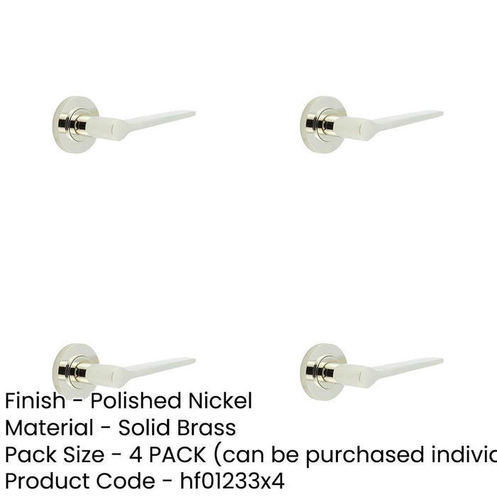 PACK Polished Nickel Door Handle with Knurled Rose Classic Brass Design Modern Interiors Solid Brass Interior Handle-1