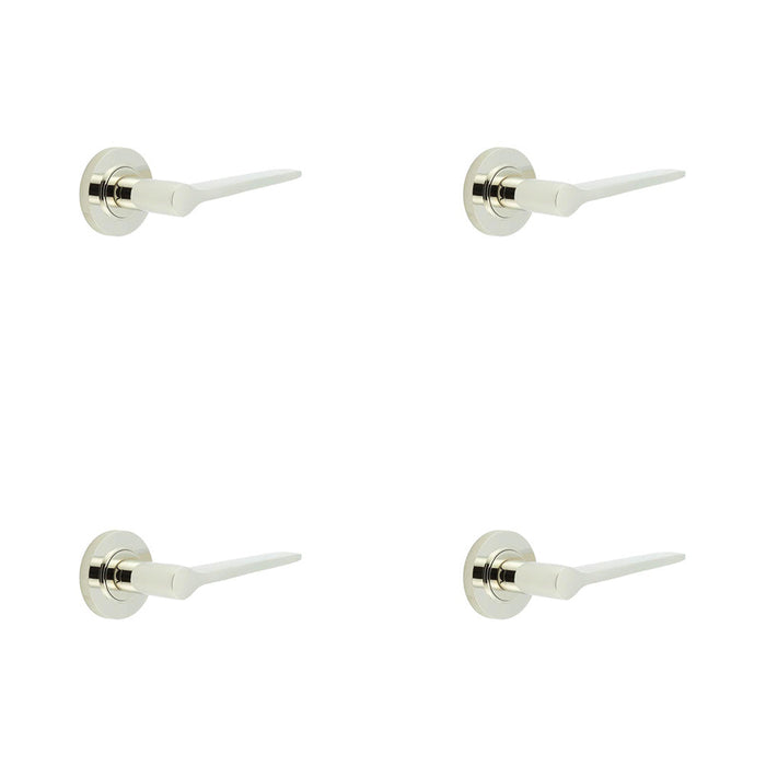 PACK Polished Nickel Door Handle with Knurled Rose Classic Brass Design Modern Interiors Solid Brass Interior Handle