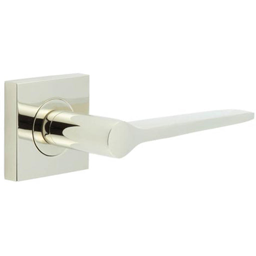 Elegant Polished Nickel Door Handle Square Rose Solid Brass Interior Handle (1)
