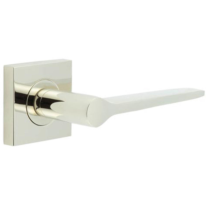 Elegant Polished Nickel Door Handle Square Rose Solid Brass Interior Handle (1)