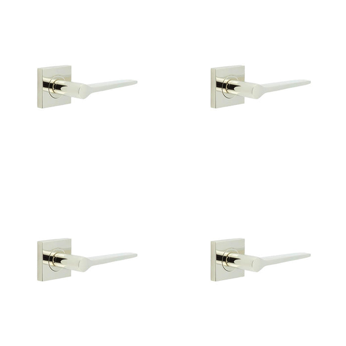 PACK Elegant Polished Nickel Door Handle Square Rose Solid Brass Interior Handle (1)