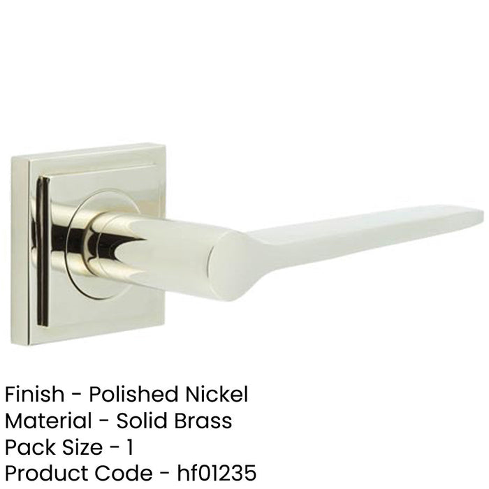 Elegant Polished Nickel Door Handle Square Stepped Rose Solid Brass Interior Handle-1