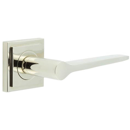 Elegant Polished Nickel Door Handle Square Stepped Rose Solid Brass Interior Handle