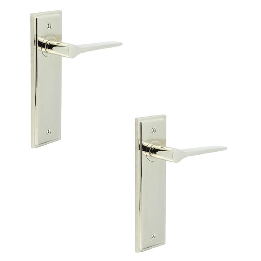 PACK Polished Nickel Door Handle Latch Backplate Modern Homes Solid Brass Interior Handle (1)