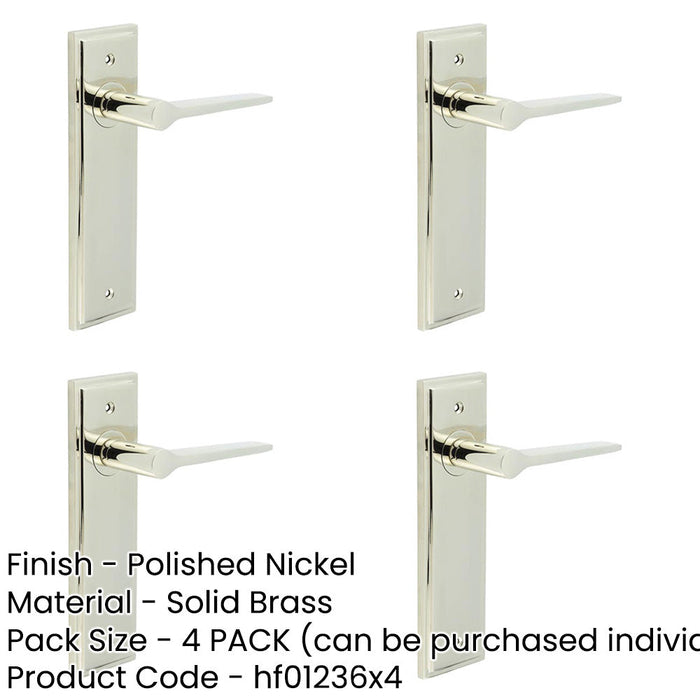 PACK Polished Nickel Door Handle Latch Backplate Modern Homes Solid Brass Interior Handle-1