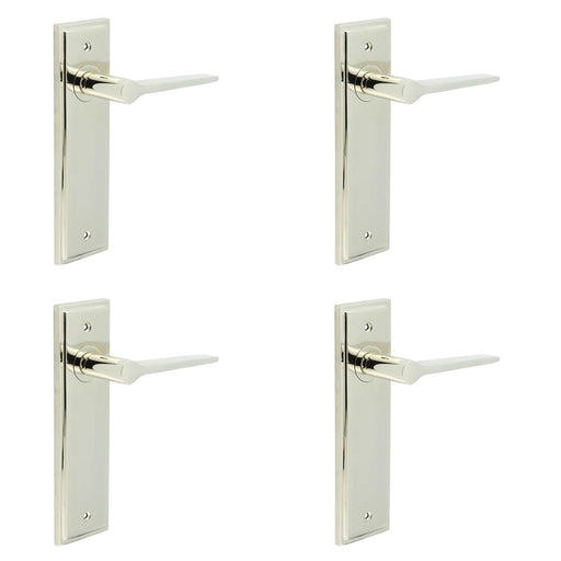 PACK Polished Nickel Door Handle Latch Backplate Modern Homes Solid Brass Interior Handle