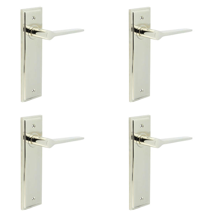 PACK Polished Nickel Door Handle Latch Backplate Modern Homes Solid Brass Interior Handle