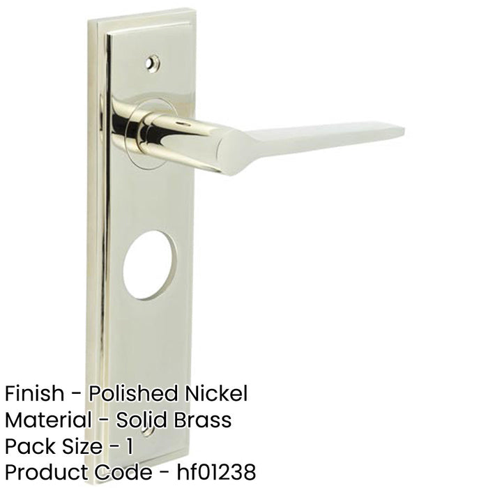 Polished Nickel Bathroom Door Handle with Backplate Solid Brass Interior Handle-1