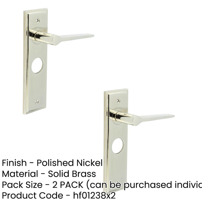 PACK Polished Nickel Bathroom Door Handle with Backplate Solid Brass Interior Handle (2)-1