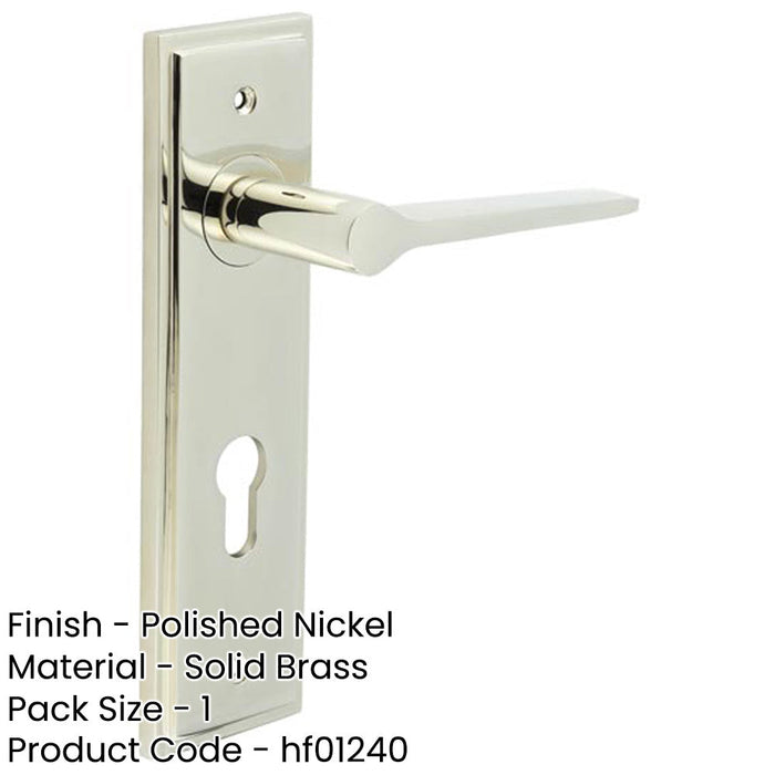 Stylish Euro Backplate Door Handle Polished Nickel Solid Brass Interior Handle-1