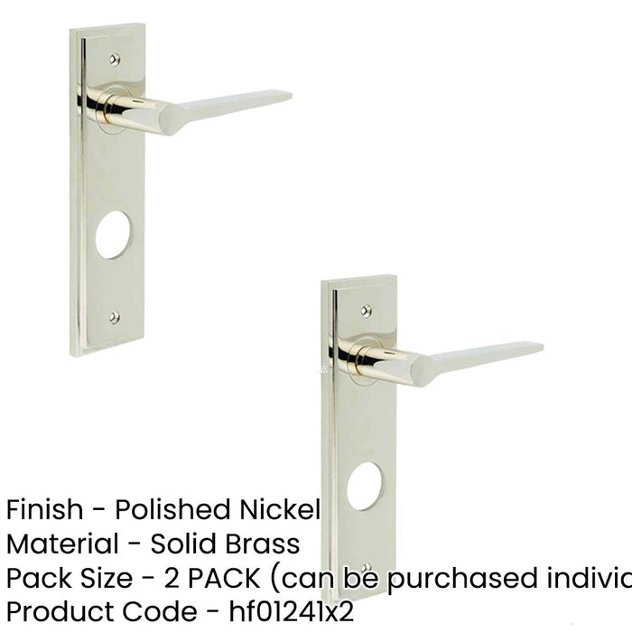 PACK Polished Nickel Door Handle with Backplate Bathrooms Solid Brass Interior Handle (3)-1