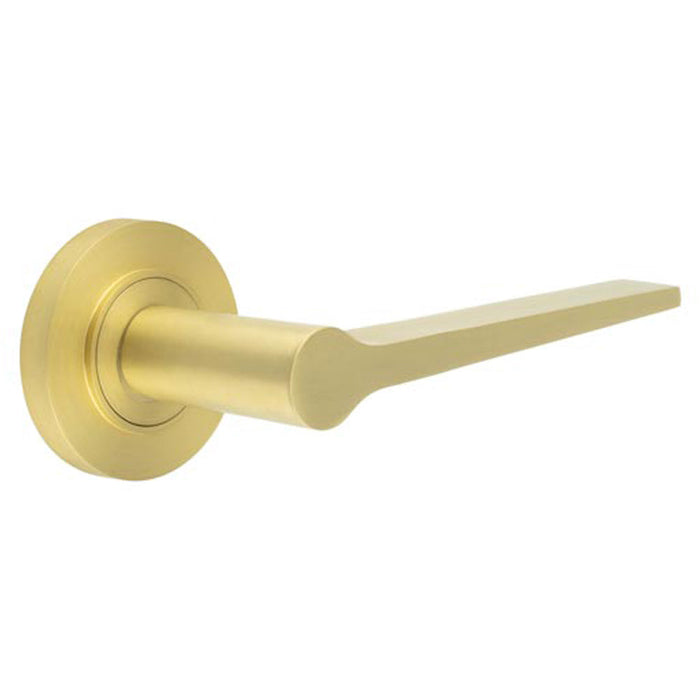 Elegant Satin Brass Door Handle Plain Rose Modern Traditional Interiors Solid Brass Interior Handle