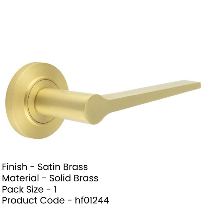 Elegant Satin Brass Door Handle Chamfered Rose Modern Classic Interiors Solid Brass Interior Handle-1