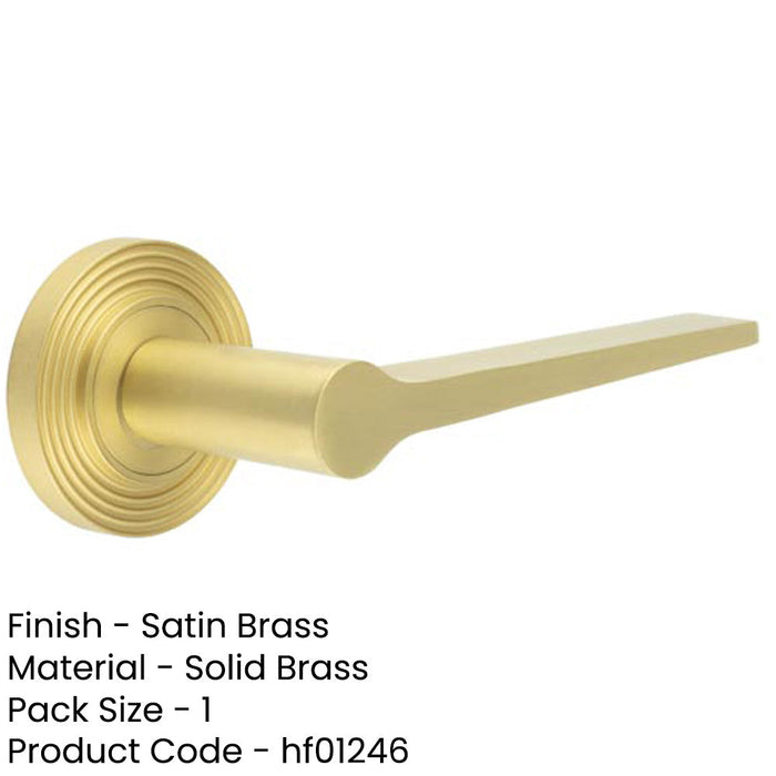 Elegant Satin Brass Door Handle Reeded Rose Timeless Style Solid Brass Interior Handle-1