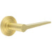 Elegant Satin Brass Door Handle Reeded Rose Timeless Style Solid Brass Interior Handle