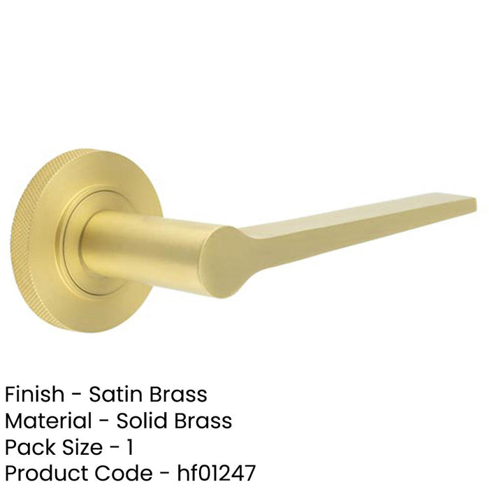 Elegant Solid Brass Door Handle Knurled Rose Satin Finish Solid Brass Interior Handle-1