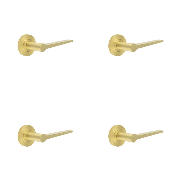 PACK Elegant Solid Brass Door Handle Knurled Rose Satin Finish Solid Brass Interior Handle