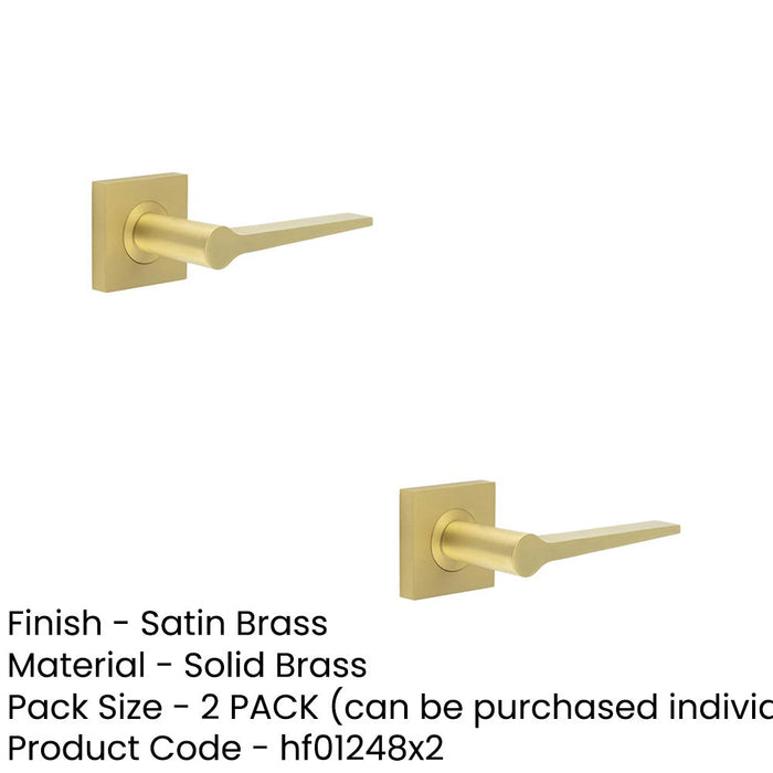 PACK Elegant Satin Brass Door Handle Square Rose Classic Modern Interiors Solid Brass Interior Handle (1)-1