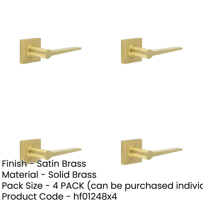 PACK Elegant Satin Brass Door Handle Square Rose Classic Modern Interiors Solid Brass Interior Handle-1