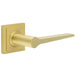 Elegant Satin Brass Door Handle Square Stepped Rose Modern Traditional Interiors Solid Brass Interior Handle