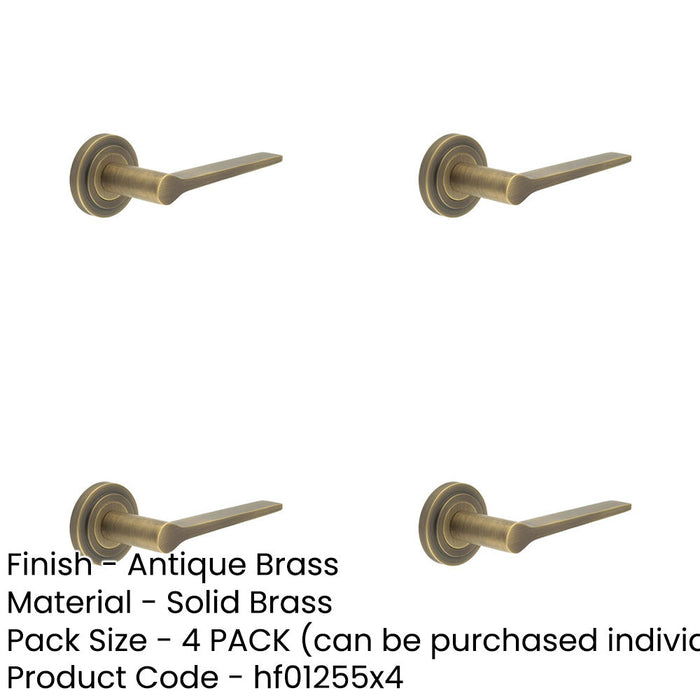 PACK Elegant Antique Brass Door Handle Stepped Rose Classic Interiors Solid Brass Interior Handle-1