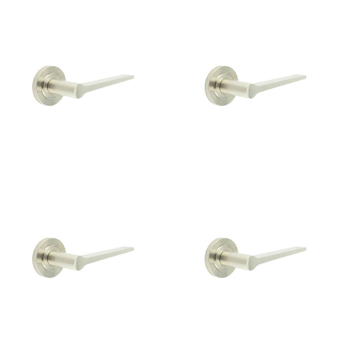 PACK Elegant Satin Nickel Door Handle Rose Modern Traditional Interiors Solid Brass Interior Handle