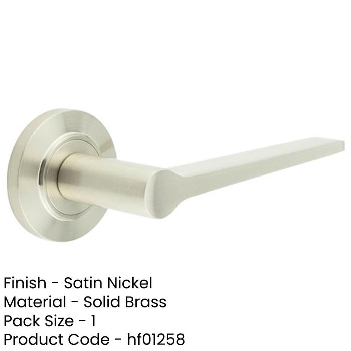 Elegant Satin Nickel Door Handle with Stepped Rose Design Solid Brass Interior Handle (1)-1