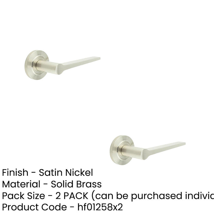 PACK Elegant Satin Nickel Door Handle with Stepped Rose Design Solid Brass Interior Handle (5)-1