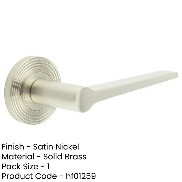 Elegant Satin Nickel Door Handle Reeded Rose Timeless Interiors Solid Brass Interior Handle-1