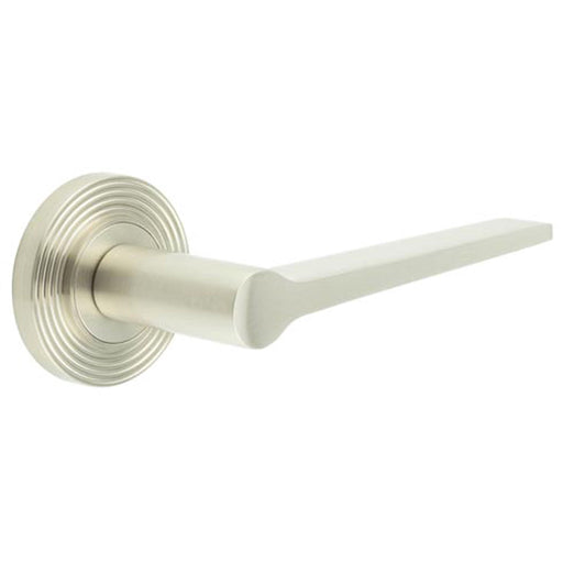 Elegant Satin Nickel Door Handle Reeded Rose Timeless Interiors Solid Brass Interior Handle