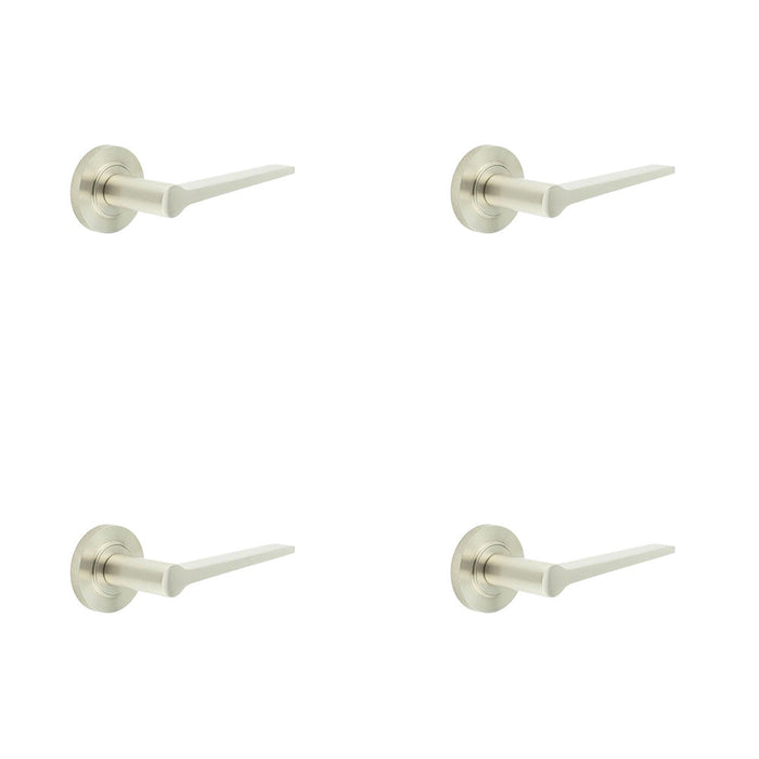 PACK Elegant Satin Nickel Door Handle Knurled Rose Modern Classic Interiors Solid Brass Interior Handle