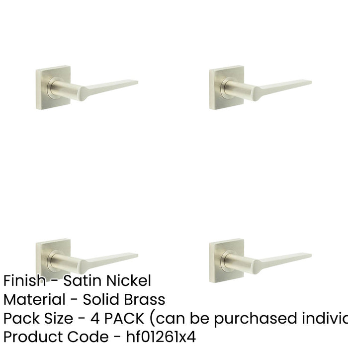 PACK Satin Nickel Door Handle Square Rose Solid Brass Solid Brass Interior Handle-1