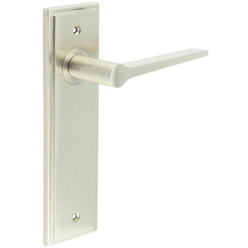 Satin Nickel Door Handle Latch Backplate Modern Brass Design Solid Brass Interior Handle