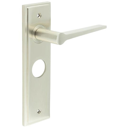 Satin Nickel Bathroom Door Handle Backplate Stylish Durable Solid Brass Interior Handle