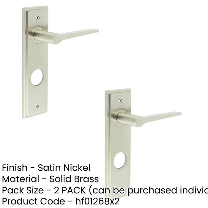 PACK Satin Nickel Bathroom Door Handle with Backplate Modern Brass Lever Design Solid Brass Interior Handle (1)-1