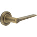 Elegant Solid Brass Door Handle Reeded Rose Antique Finish Solid Brass Interior Handle