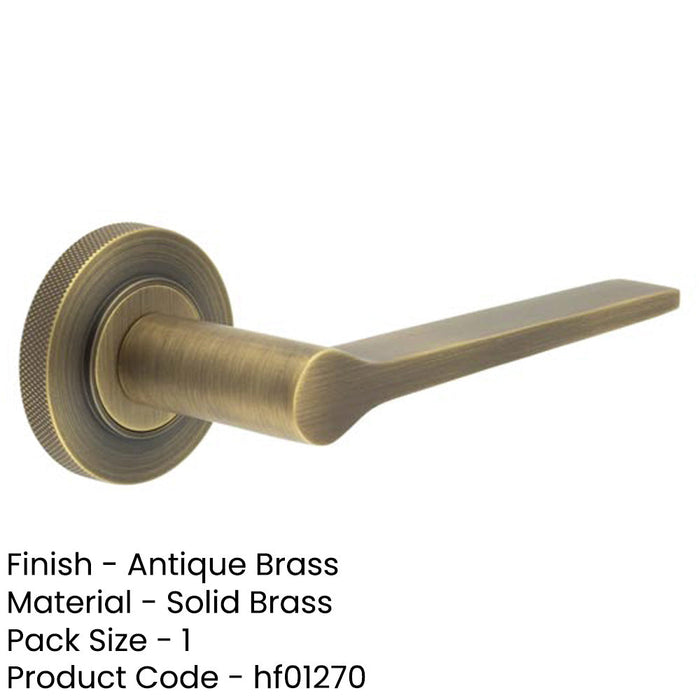 Antique Brass Door Handle Knurled Rose Classic Modern Design Solid Brass Interior Handle-1
