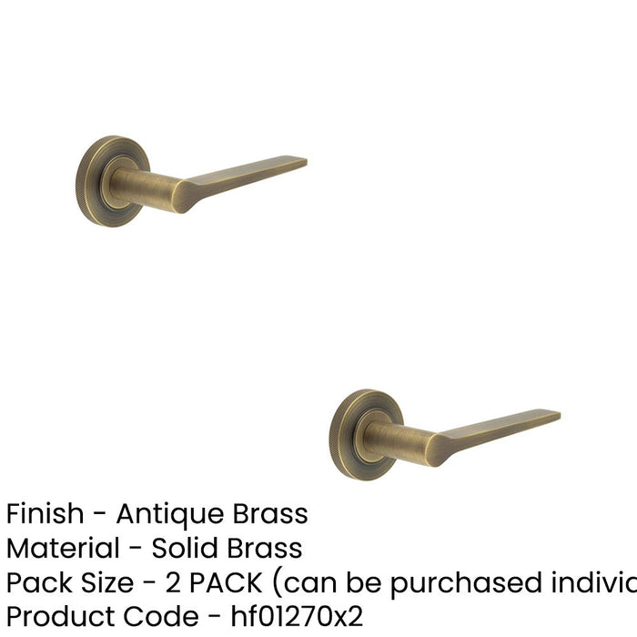 PACK Antique Brass Door Handle Knurled Rose Classic Modern Design Solid Brass Interior Handle (1)-1