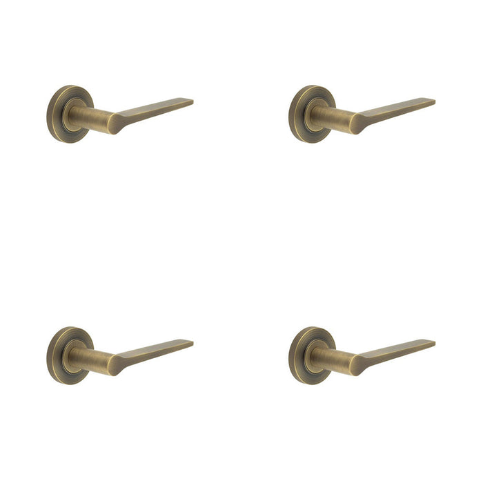 PACK Antique Brass Door Handle Knurled Rose Classic Modern Design Solid Brass Interior Handle