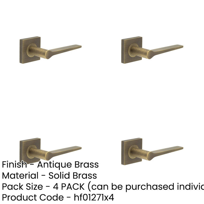 PACK Antique Brass Door Handle Square Rose Modern Traditional Interiors Solid Brass Interior Handle-1