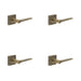 PACK Antique Brass Door Handle Square Rose Modern Traditional Interiors Solid Brass Interior Handle