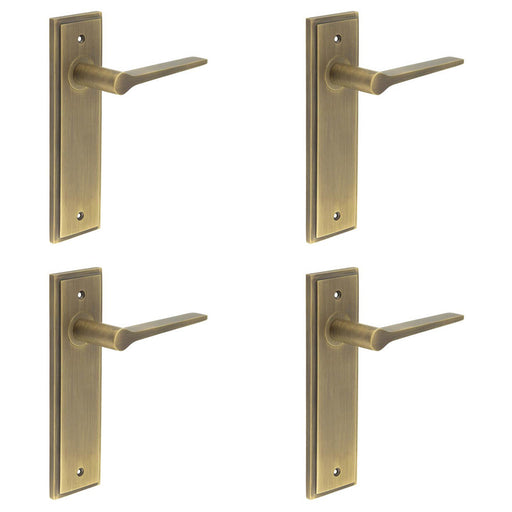 PACK Elegant Antique Brass Door Handle Latch Backplate Modern Homes Solid Brass Interior Handle