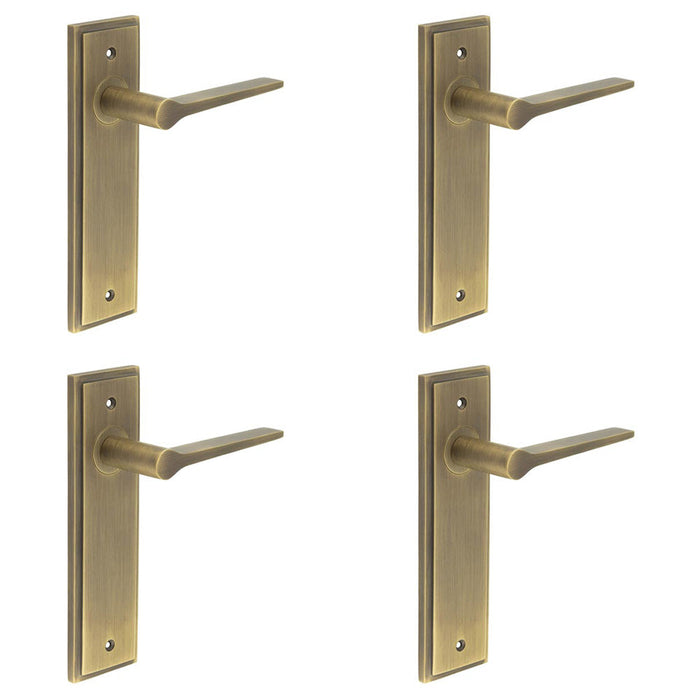 PACK Elegant Antique Brass Door Handle Latch Backplate Modern Homes Solid Brass Interior Handle