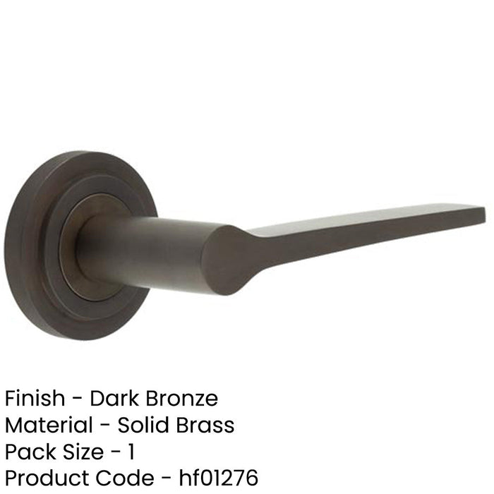 Elegant Dark Bronze Door Handle Stepped Rose Solid Brass Interior Handle-1