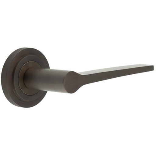 Elegant Dark Bronze Door Handle Stepped Rose Solid Brass Interior Handle