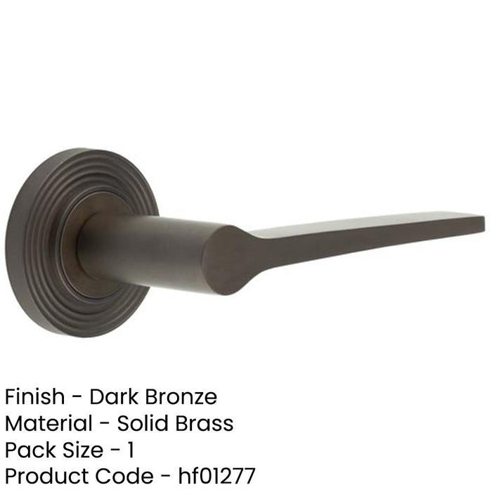 Elegant Solid Brass Door Handle Reeded Rose Dark Bronze Finish Solid Brass Interior Handle-1