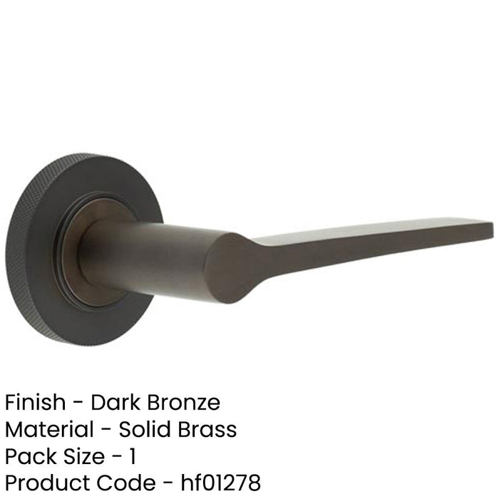 Elegant Solid Brass Door Handle with Knurled Rose Dark Bronze Finish Solid Brass Interior Handle-1